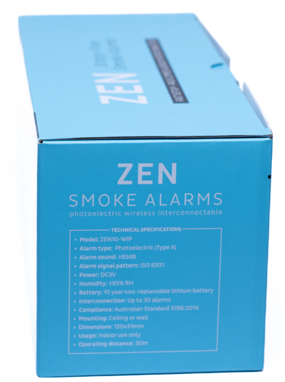 ZEN Photoelectric Interconnected Smoke Alarm - 10 Pack - Left Side Box Image