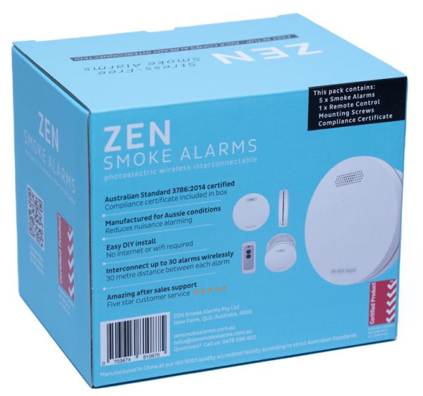 ZEN Photoelectric Interconnected Smoke Alarm - 5 Pack - Back Box Image