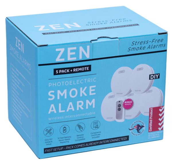 ZEN Photoelectric Interconnected Smoke Alarm - 5 Pack - Front Box Image