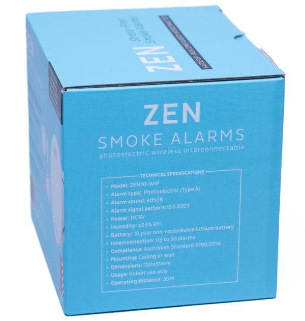 ZEN Photoelectric Interconnected Smoke Alarm - 5 Pack - Left Side Box Image