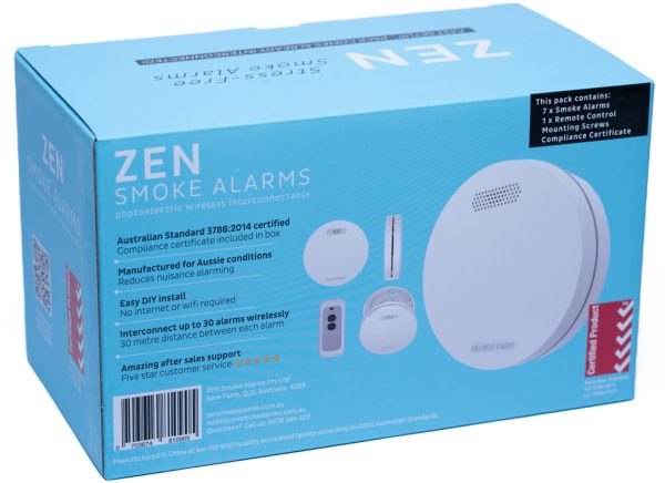 ZEN Photoelectric Interconnected Smoke Alarm - 7 Pack - Back Box Image