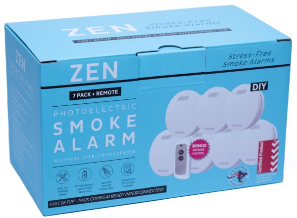 ZEN Photoelectric Interconnected Smoke Alarm - 7 Pack - Front Box Image