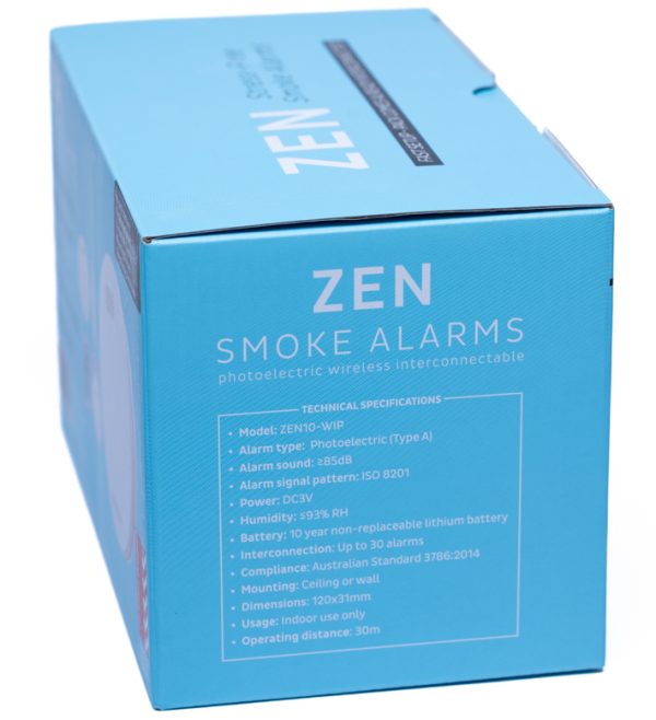 ZEN Photoelectric Interconnected Smoke Alarm - 7 Pack - Left Side Box Image